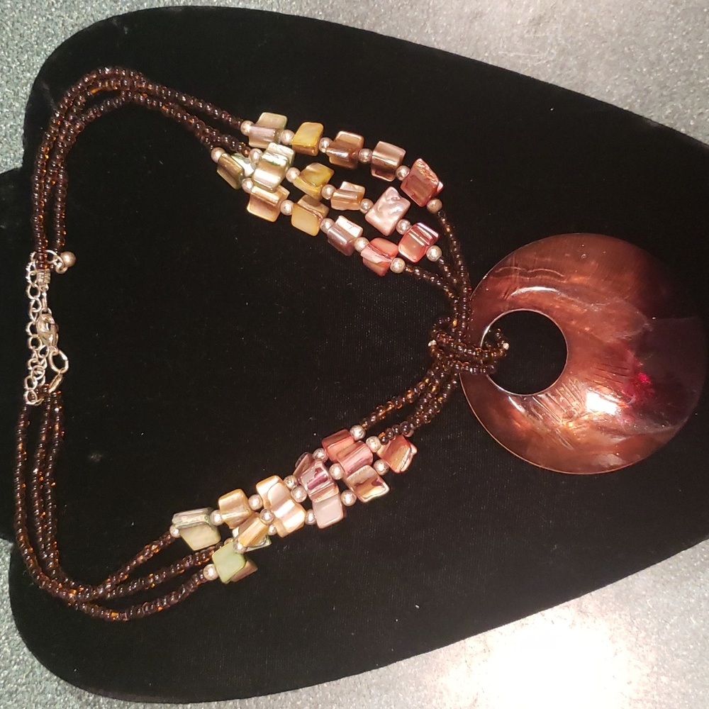Multi strand bead and stone necklace